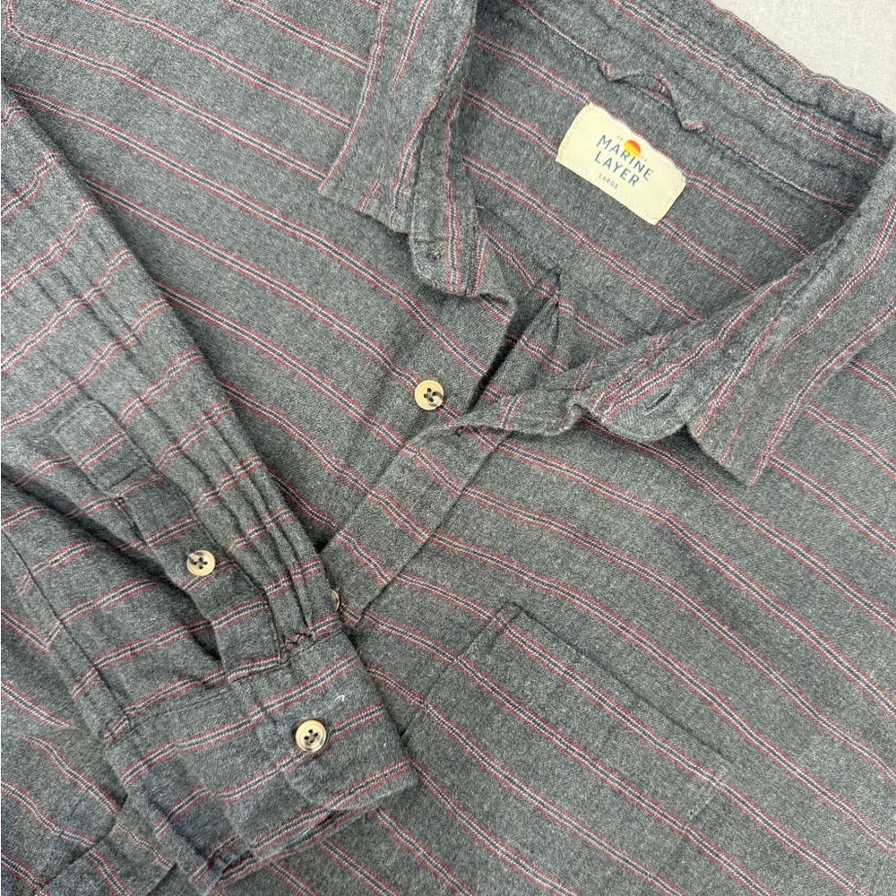 Marine layer Men’s 100% Cotton Lightweight  Brushed Button Up Size L Classic